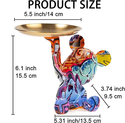 Miniatura 3 de Bandeja para llaves para escritorio de oficina, escultura decorativa de oso de animales, estatua de decoración del hogar, bandeja de almacenamiento
