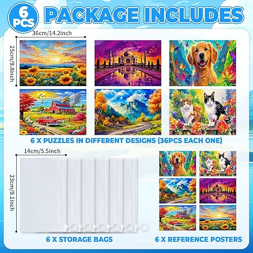 Miniatura 2 de Paquete de 6 rompecabezas grandes de 36 piezas para personas mayores, productos fáciles de demencia, Alzheimer, actividades de demencia, juego de