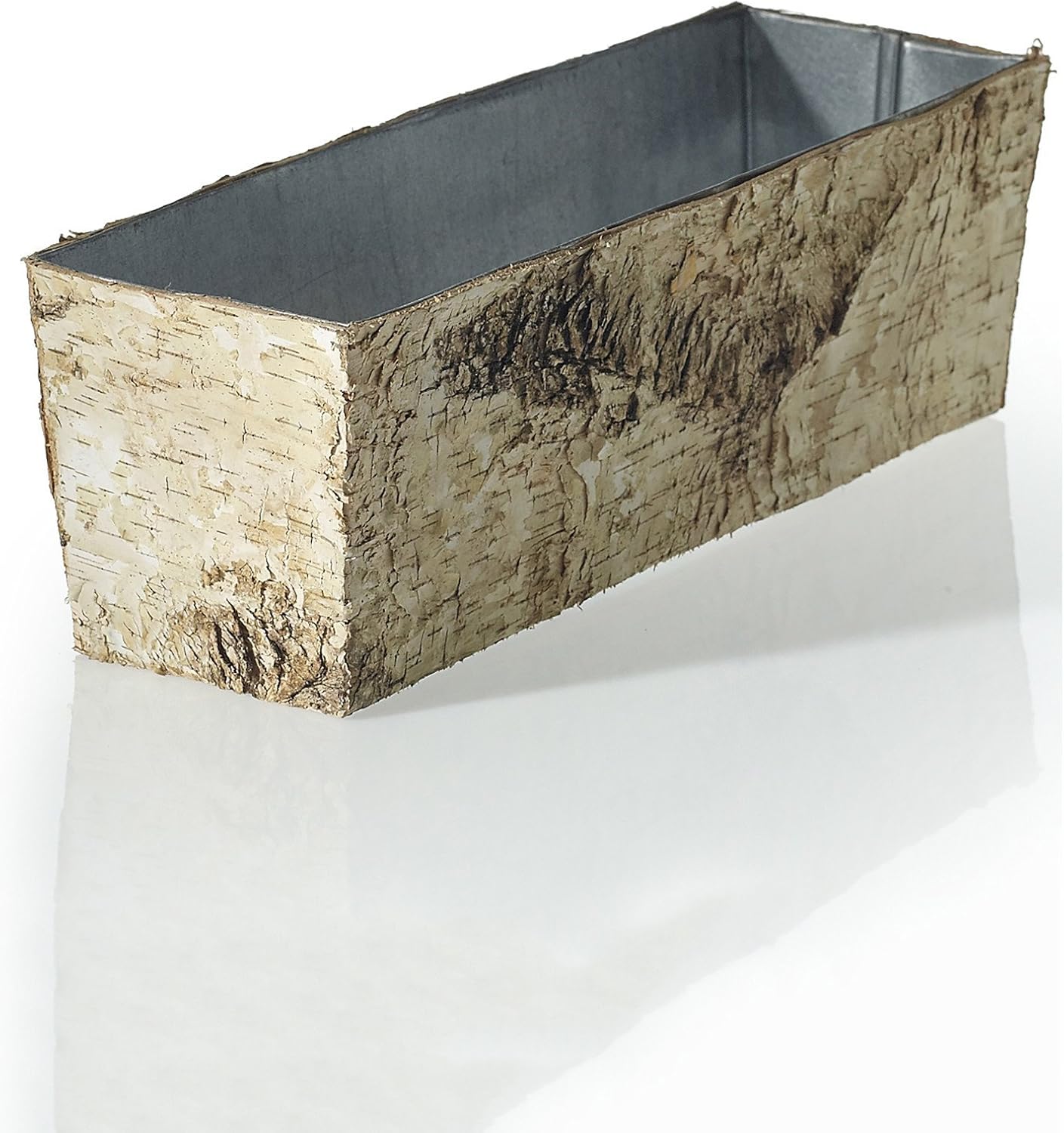 Afloral Birch Flower Planter with Zinc Interior - 12 L x 4 W x 4 H