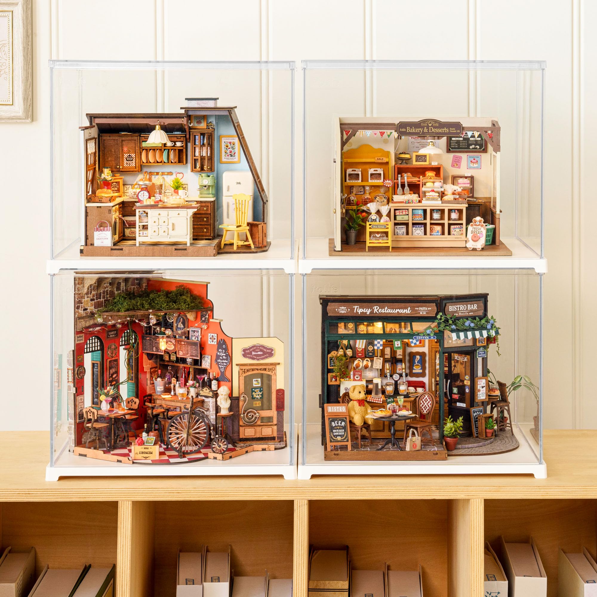 Rolife Miniatur Haus Bäckerei Küche - Mini Haus Selber Bauen, Puppenhaus Tiny House Bausatz 3D Puzzle Book Nook für Erwachsene Jugendliche