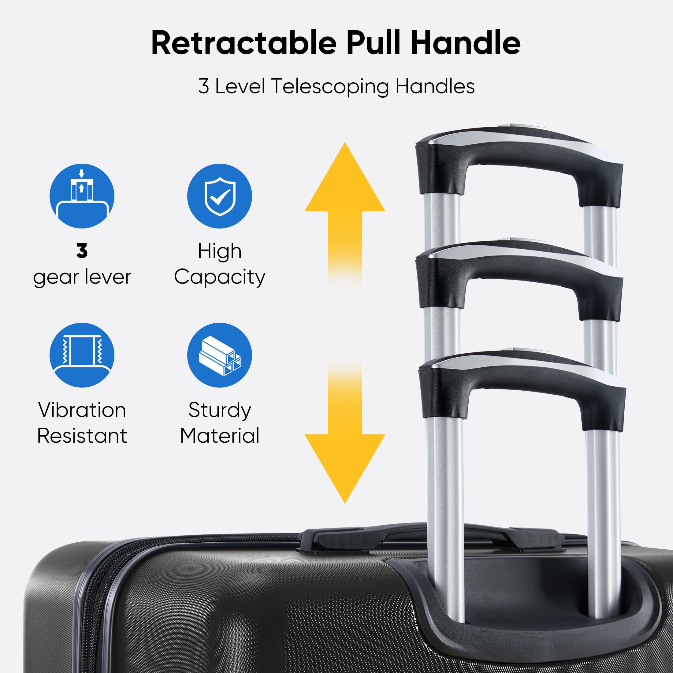 OLIXIS 20 Inch Carry-On Luggage, Hardside Suitcase with Spinner Wheels, Lightweight ABS Hard Shell Travel Luggage, TSA Approved Lock, Expandable Small Suitcase for Business & Travel–Black view 7
