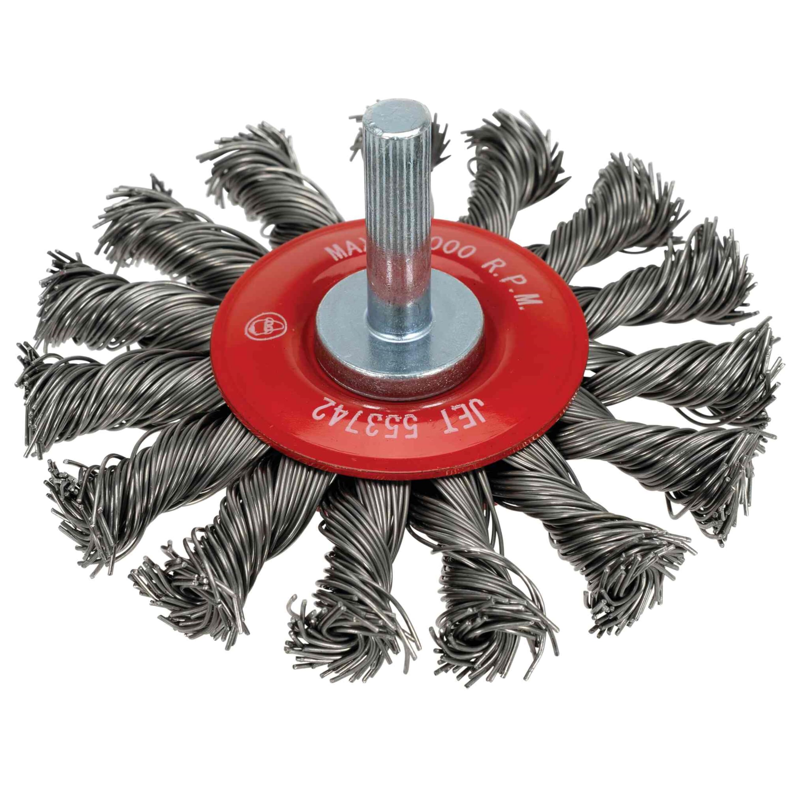 JET 553742-3 X 1/4' Shaft Mounted Knot Twisted Radial End Brush