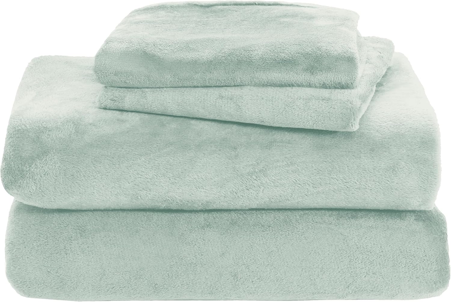 Elegant Comfort Luxuriously Soft 4-Piece Velvet Plush Flannel Sheet Set - Premium Quality - Cozy Warm, Anti-Static, Non Pilling Fuzzy Velvet Flannel Fleece Deep Pocket Sheet Set - Queen, Mint Green