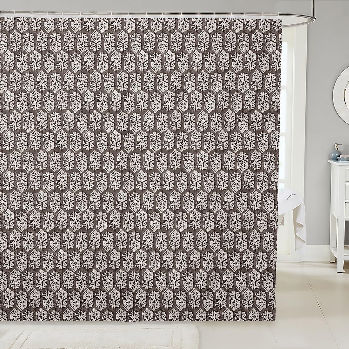 Erosebridal Florals Shower Curtain 72" Wx78 L Farmhouse Bathroom Accessories Boho Block Abstract for Women Girls Vintage Aesthetic Garden Cloud Cream Bath Curtain
