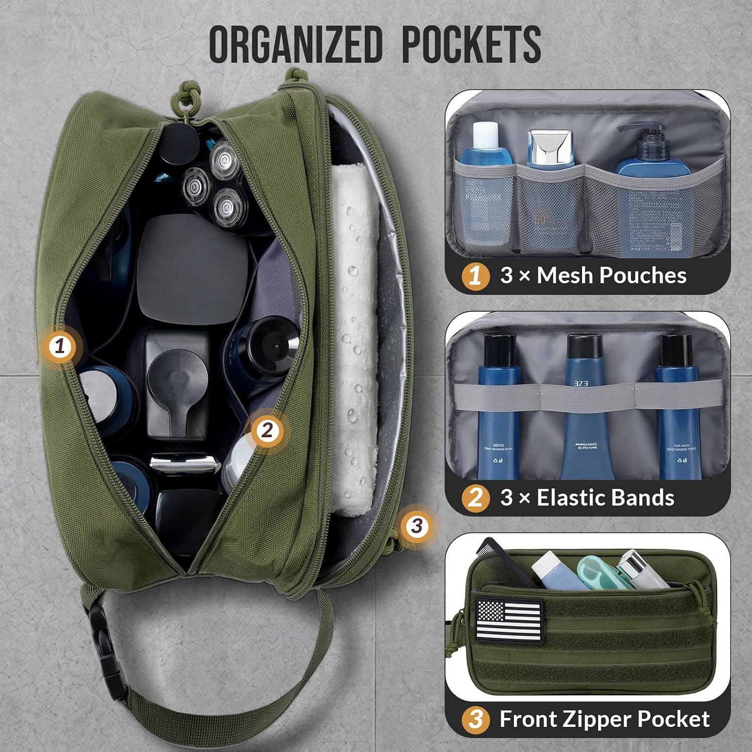Tactical Toiletry Bag for Men Hygiene Bag Military Tool, Green image 3
