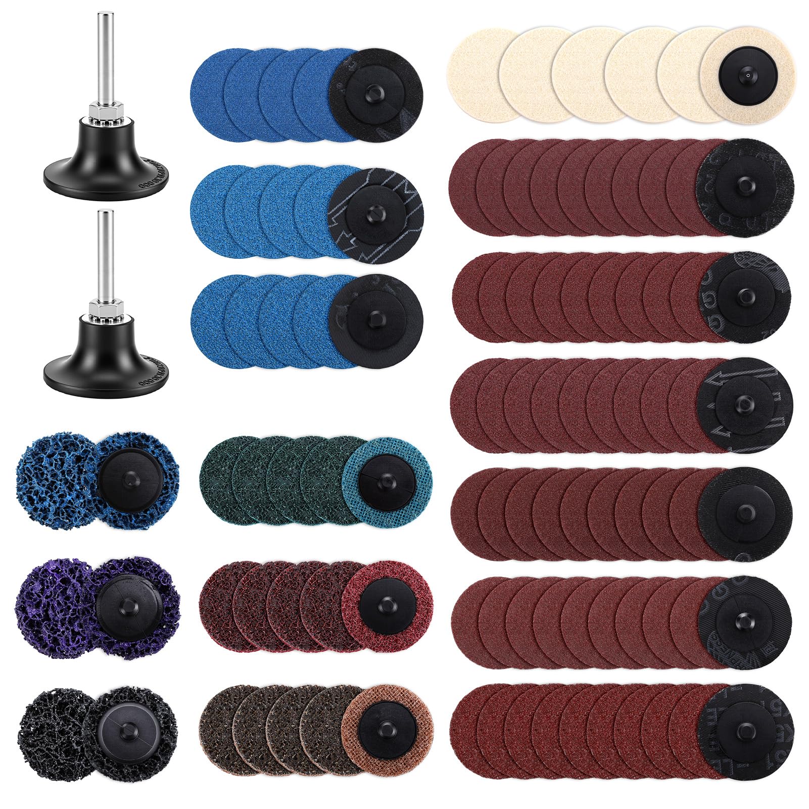 Yosoo Health Gear 104Pcs Schnellwechsel Schleifscheiben Set, 50mm CSD-Scheiben Schleifscheiben Schleifwerkzeug Set mit 1/4" Halter für Oberflächen Polieren, Entgraten, Schleifen, Entrosten