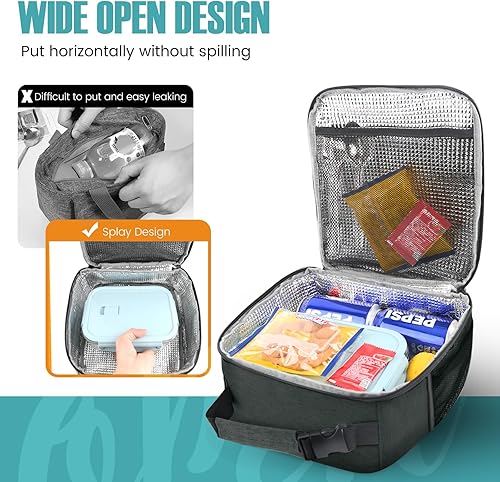 Miniatura 3 de Lonchera para hombres y mujeres, lonchera reutilizable para adultos, pequeña lonchera aislada, bolsa de almuerzo para oficina, trabajo, picnic,