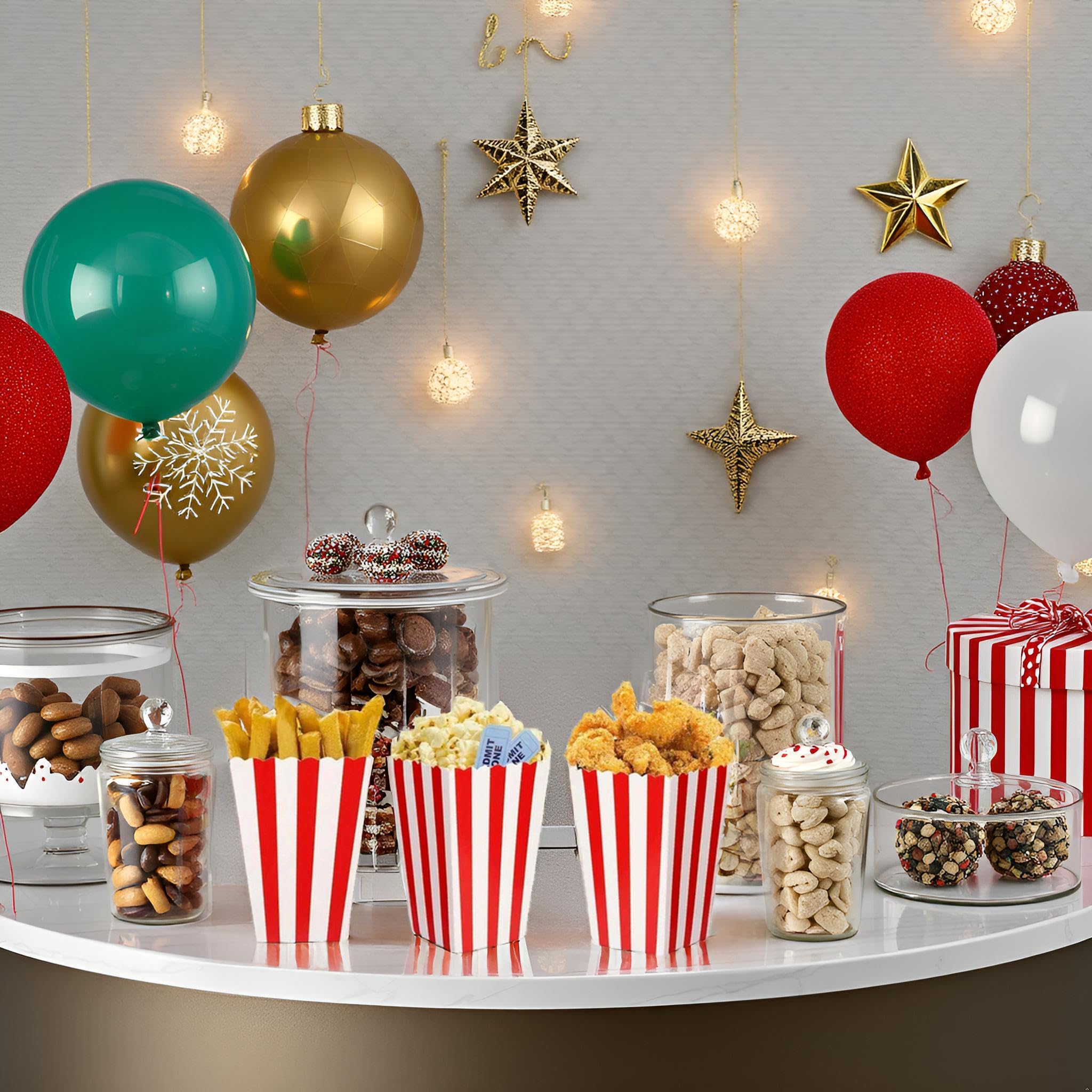 40 Conetti Porta Popcorn A Pois Rossi 7x5x11cm - Scatoline Di Carta Per Feste, Compleanni, Carnevale E Cinema A Casa