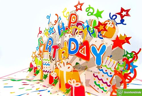 Miniatura 5 de Feliz cumpleaños, tarjeta desplegable, tarjetas de felicitación emergentes 3D, para cumpleaños  6 x 6 pulgadas