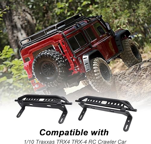 Miniatura 3 de HobbyPark Estribos de pedal lateral de metal para Traxxas TRX4 TRX-4 110 RC Crawler Body Shell Accesorios (negro)