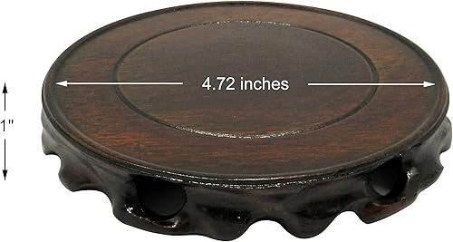 Miniatura 8 de CVHOMEDECO. Soporte de exhibición circular de palisandro vintage rústico con base para maceta, soporte de pedestal para pecera.