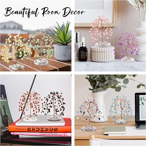 Miniatura 3 de ZHIYUXI Regalos de árbol de cristales de fluorita para mujeres y hombres, decoración de oficina en casa, accesorios de escritorio, piedras preciosas