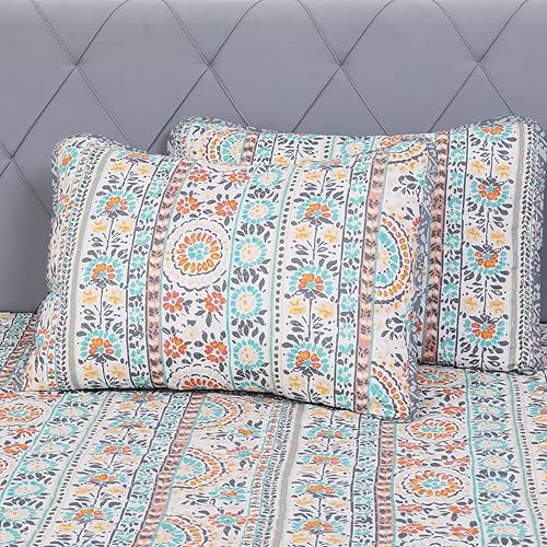 Miniatura 5 de DREAMCLOUD HOME Juego de edredón de 3 piezas, tamaño matrimonial, tamaño Queen, juego de ropa de cama con estampado Lexy, ligero, suave, reversible,