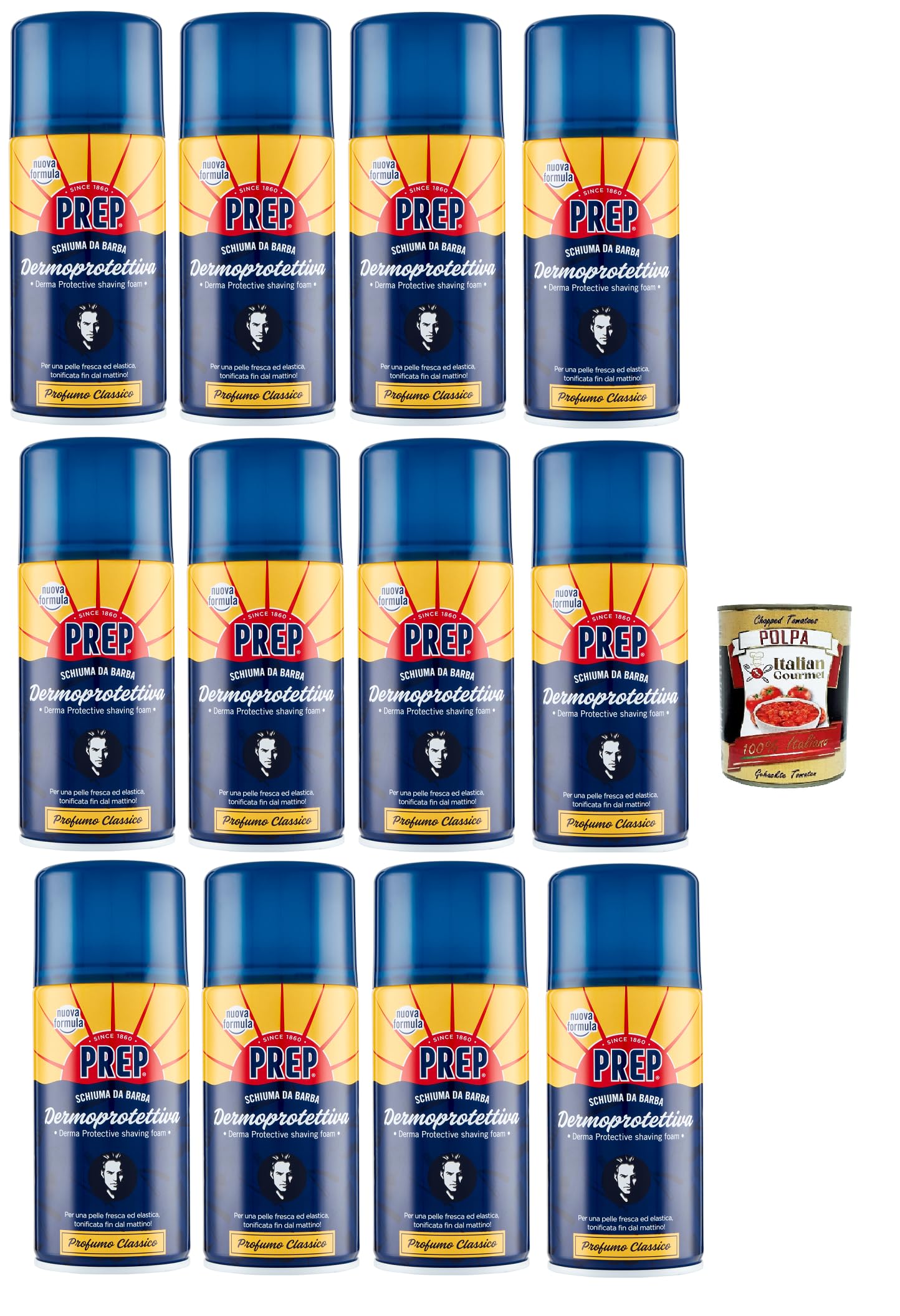 Italian Gourmet Schiuma da barba Rasierschaum sensibile cremig, 12 x 300ml | Formula ricca per pelle delicata, schützt bei der Rasur, spendet, Gesamtnettogewicht 3,6 L + Kostenlos Polpa 400g