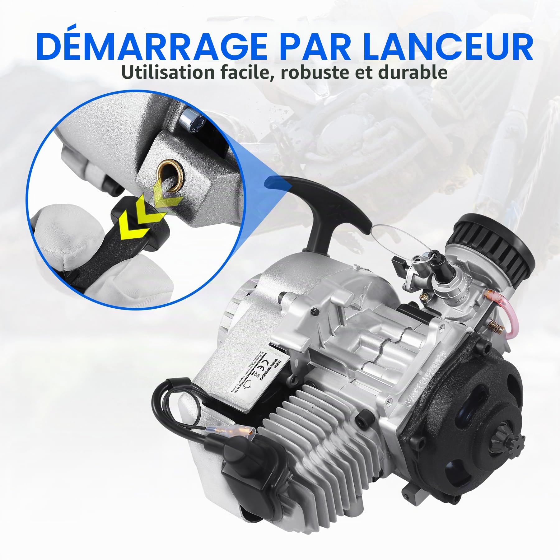 Moteur à traction 49 cc 2 temps refroidi par air pour Pocket Bike Mini Dirt Bike ATV Scooter