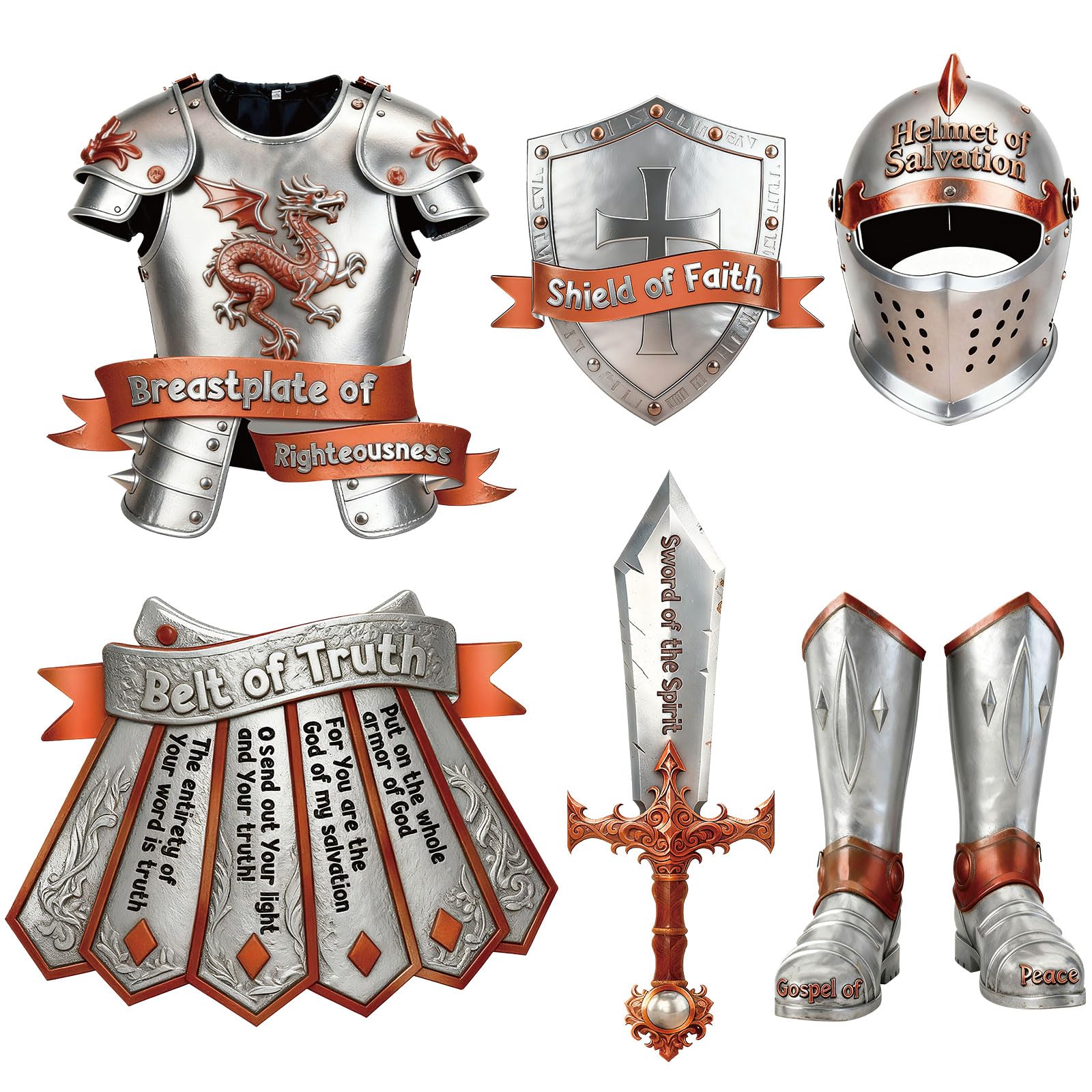Costumes d'armure de Dieu Pajean pour occuper un groupe d'enfants lors d'une fête chrétienne