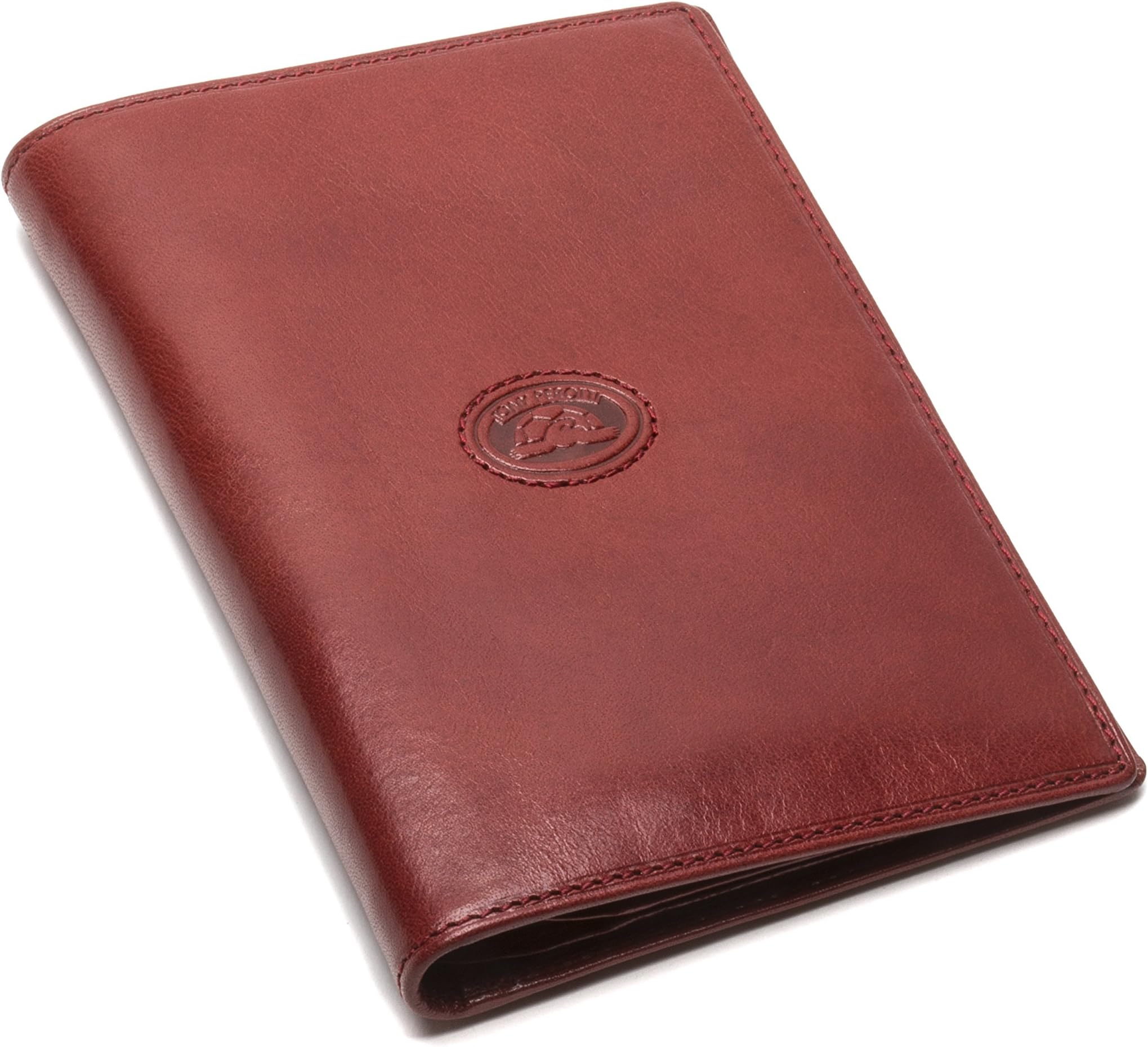 Tony PerottiUnisex Italian Bull Leather Executive Bifold Passport Cover Case in Red