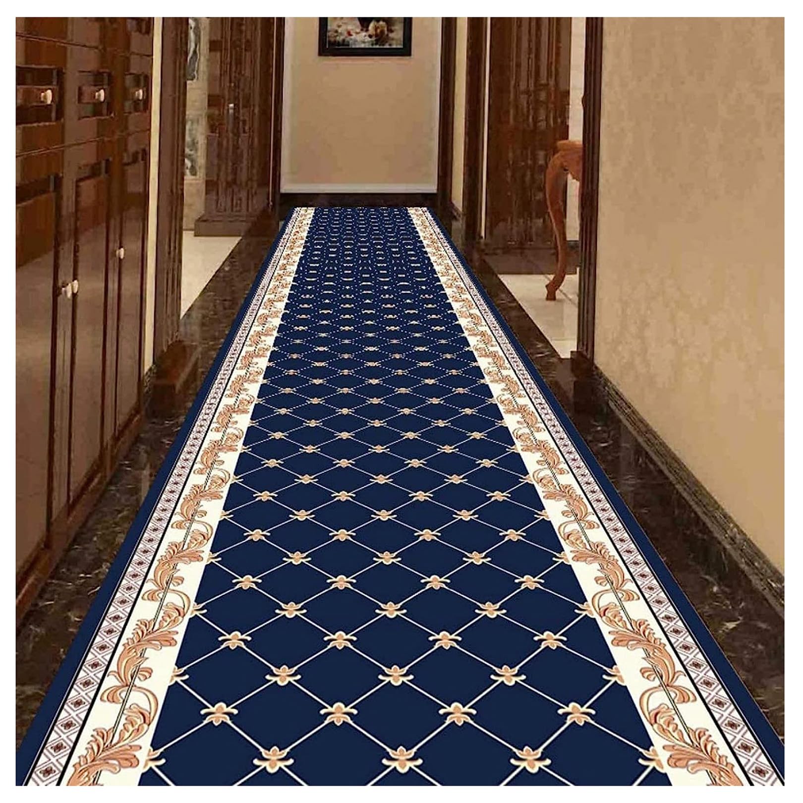 Tapis de passage moderne bleu ZBOLI protège-sol pour entrée et maison