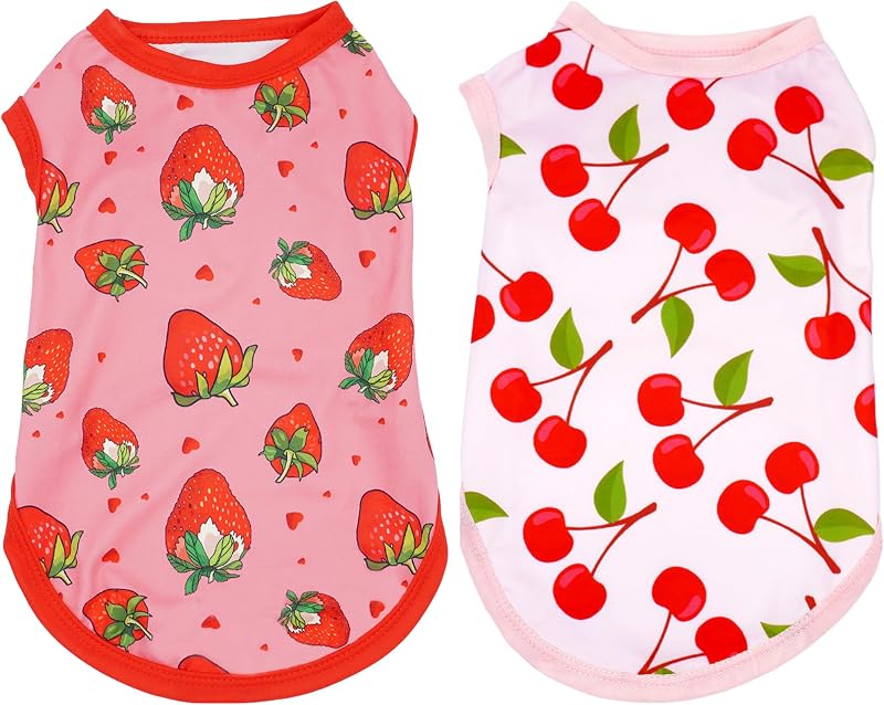 2PCS Friut Dog Shirts XXXL Sleeveless Tee Vest T-Shirt Tank Top