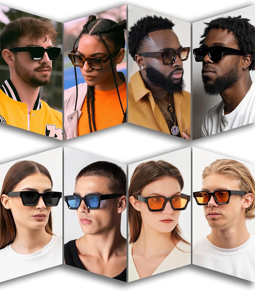 AIEYEZO Square Sunglasses for Women Men Square Thick Frame