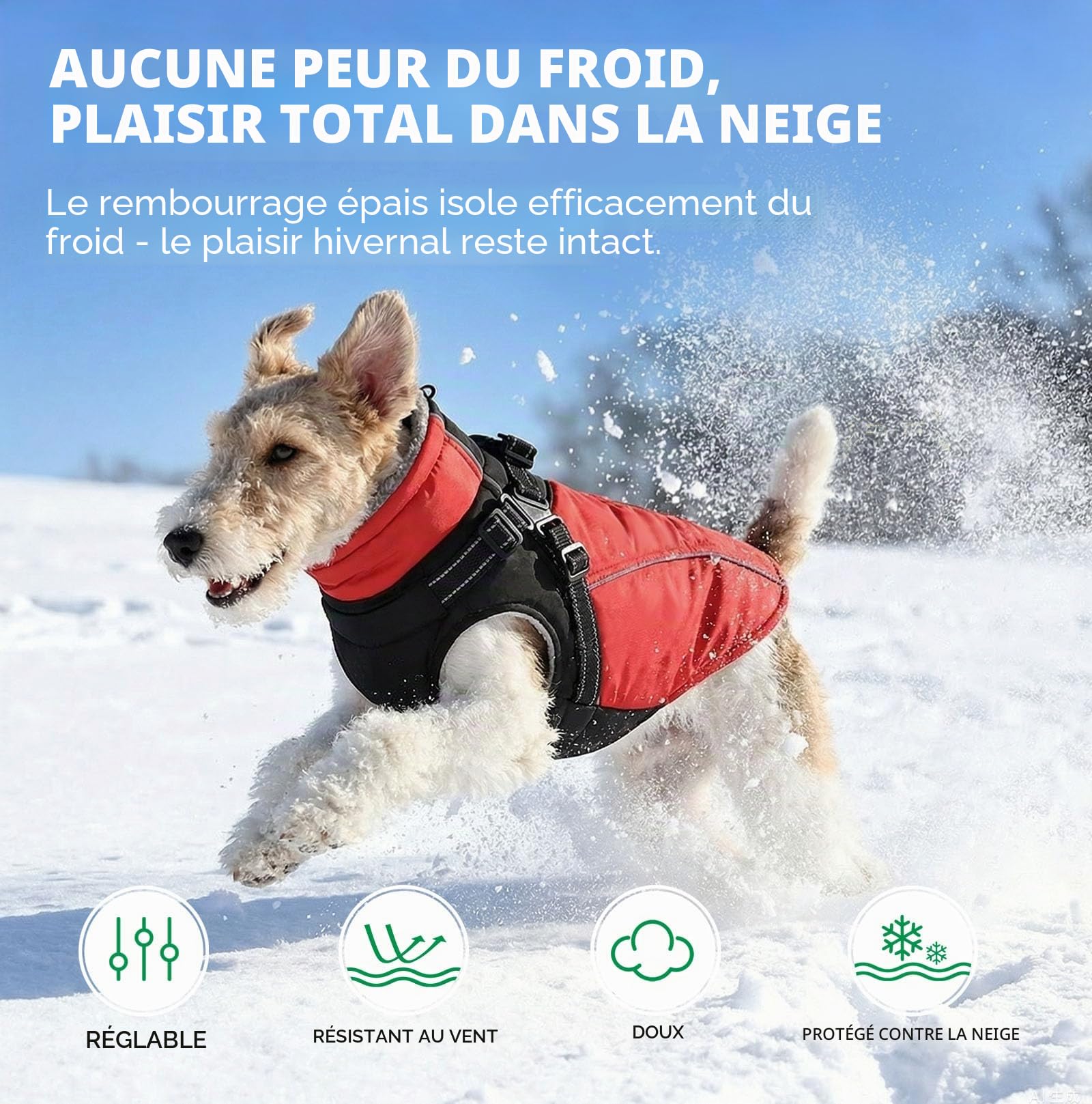 KONVINIT Veste d'hiver Chaude pour Chien - Manteau Imperméable avec Harnais pour Activités Extérieures par Temps Froid