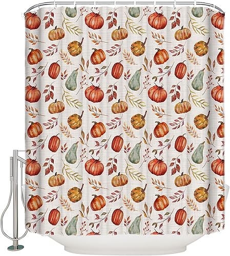 Miniatura 1 de Cortina de ducha de otoño, impermeable, lavable, bohemio, divertido, lindo juego de cortinas de ducha para baño, bañeras, juego de cortinas de