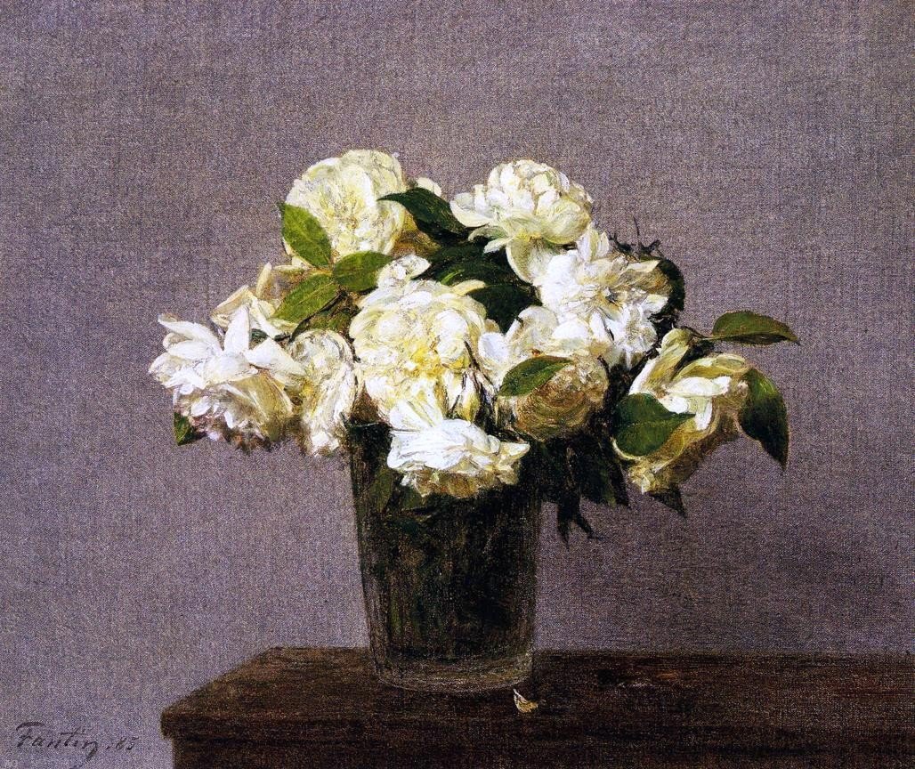 Amazon.com: Art Oyster Henri Fantin-Latour White Roses in a