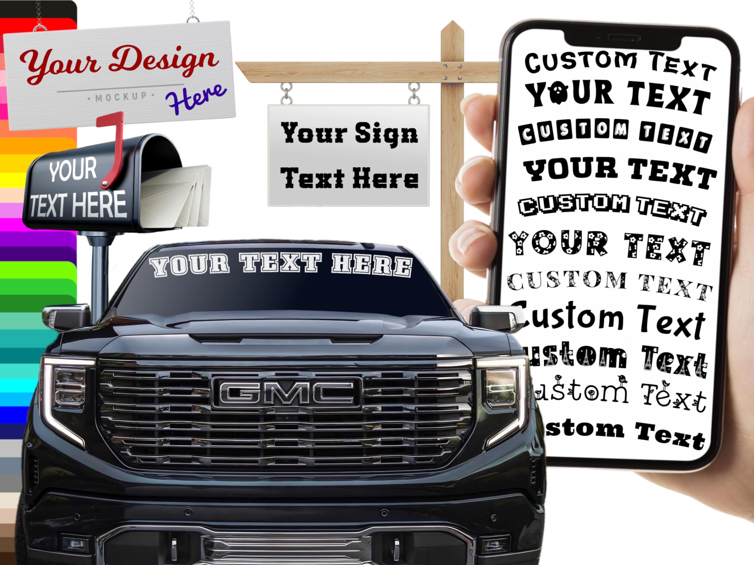 Custom Vinyl Lettering Car Decal | (50 Colors + Unlimited Fonts + 55 Sizes) | Make Your Own Decal & Sticker | Customized Stickers Waterproof and Easy