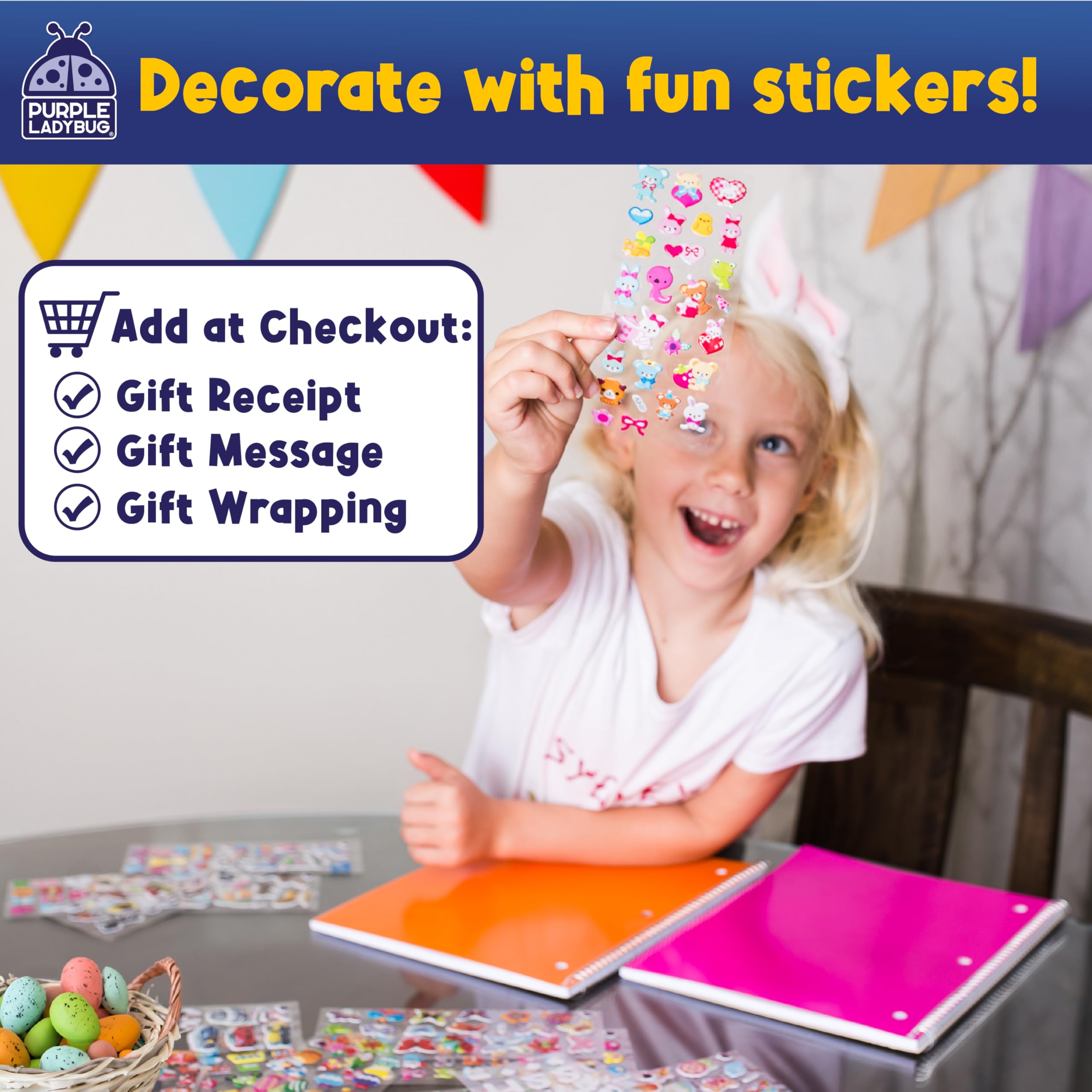 Purple Ladybug 1900 Puffy Sticker Collection for Kids 4-8 - 80 Unique Reusable Sheets Creative 3D Designs - — view 2