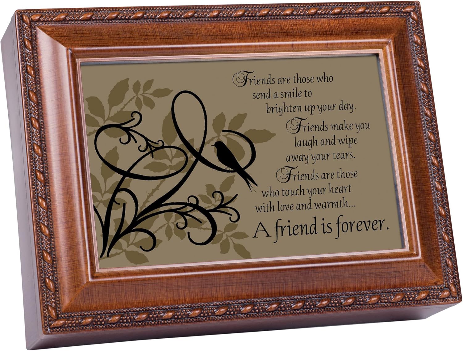 Cottage Garden A Friend Is Forever Woodgrain Music Box / Jewelry Box