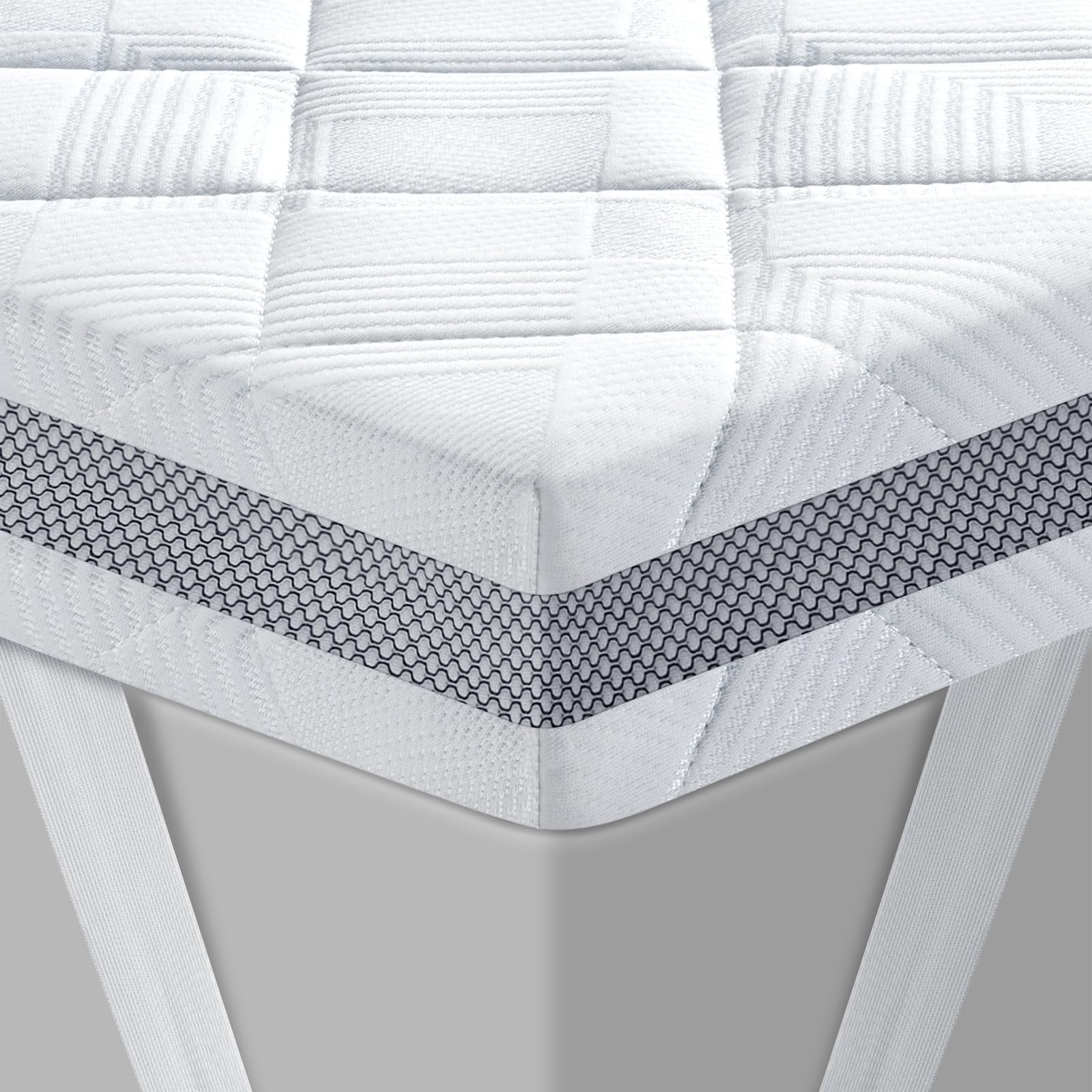 BedStory Gel Topper 120x200cm H3/H4 aus 10cm Höhe Kaltschaumkern, atmungsaktive 3D-Netz Bezug, Bequeme Matratzentopper für Boxspringbett und unbequemem Betten Schlafsofa