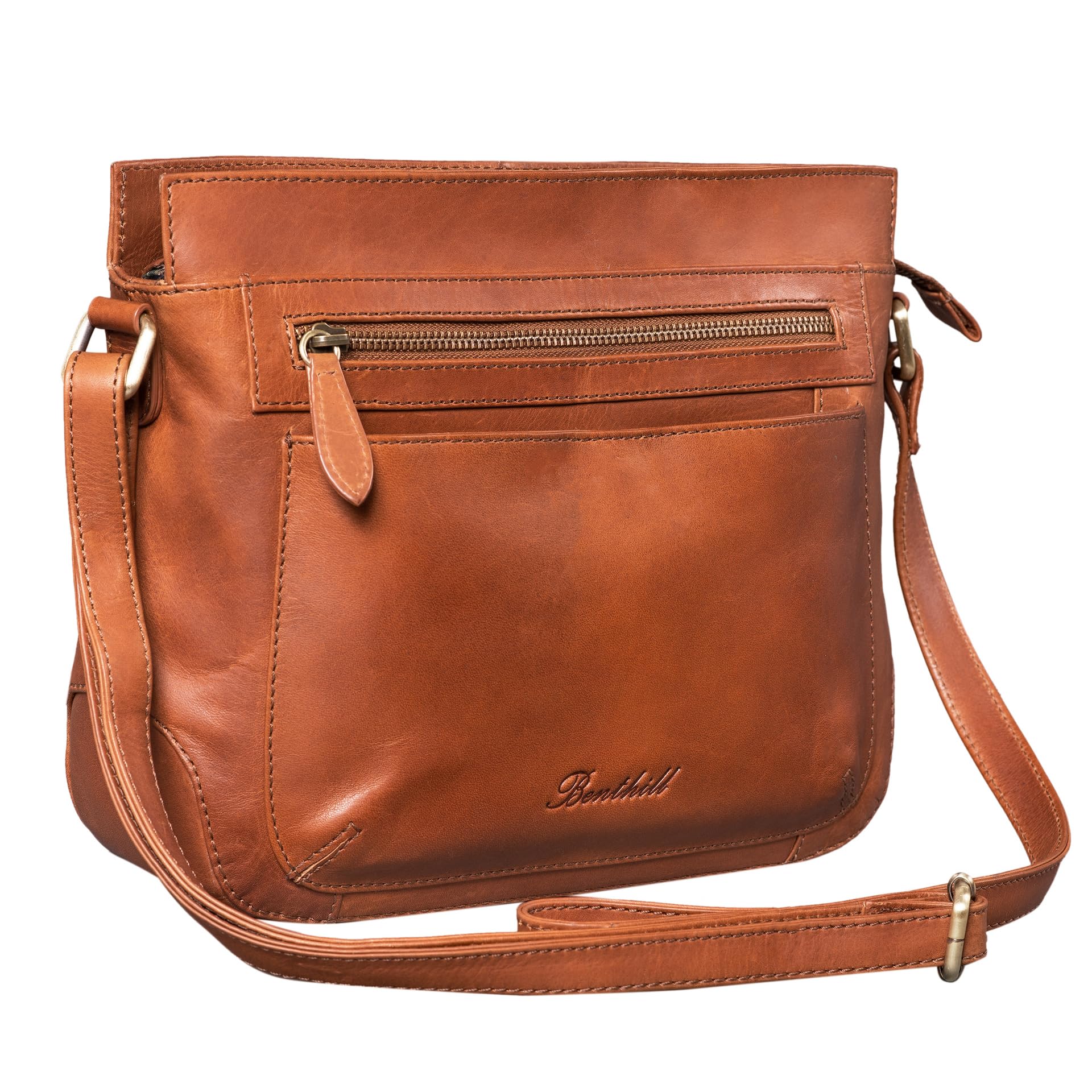 Benthill Damen Schultertasche Damentasche Vintage Umhängetasche aus weichem Rindsleder