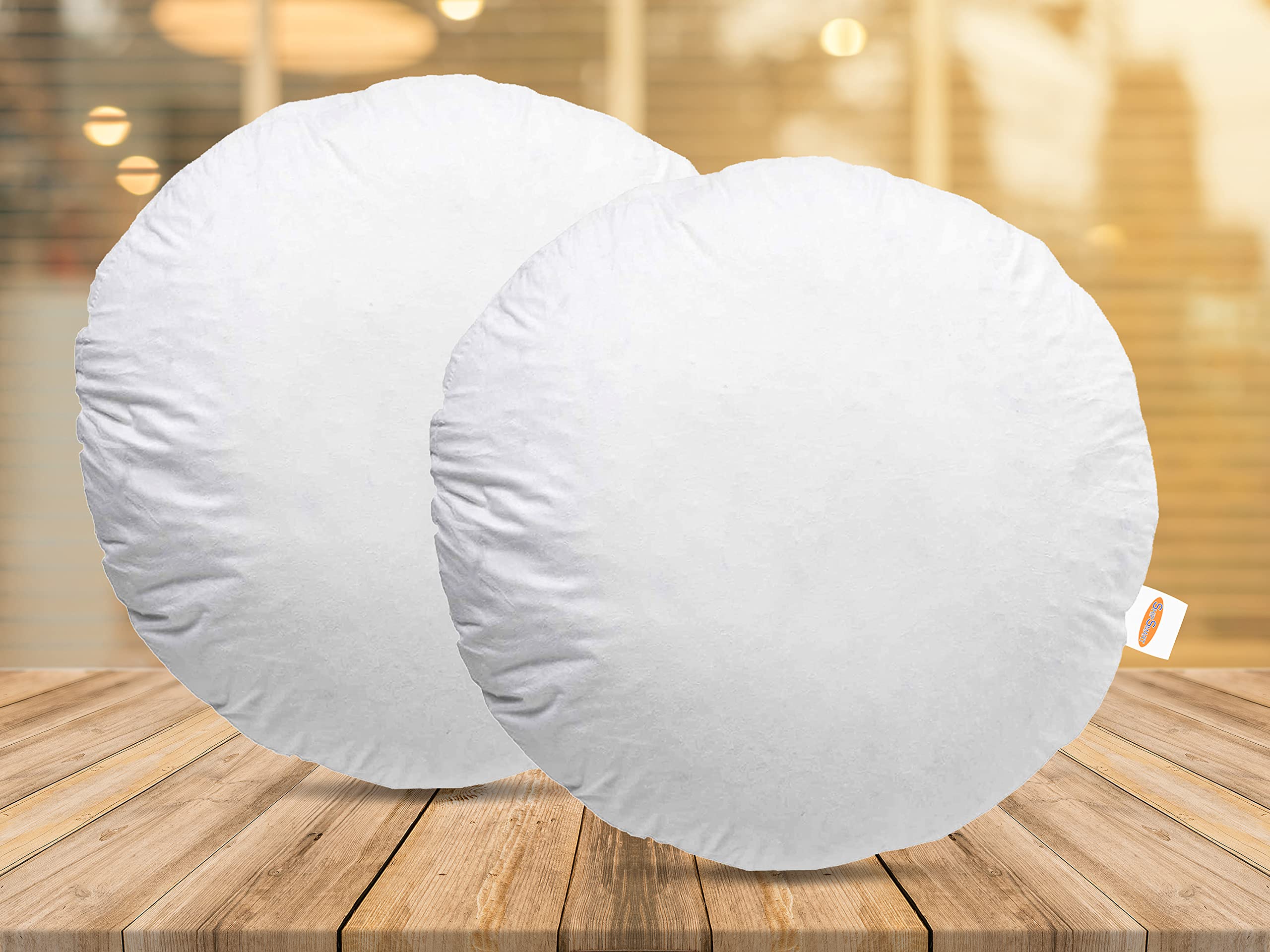 Ship Smart Rotto Vaccum Packed Fiber Round Cushion Pillow Inserts or Fillers for Sofa & Bed - Pack of 2, 16" X 16" (White, SSRotto_Round216Flr0001)