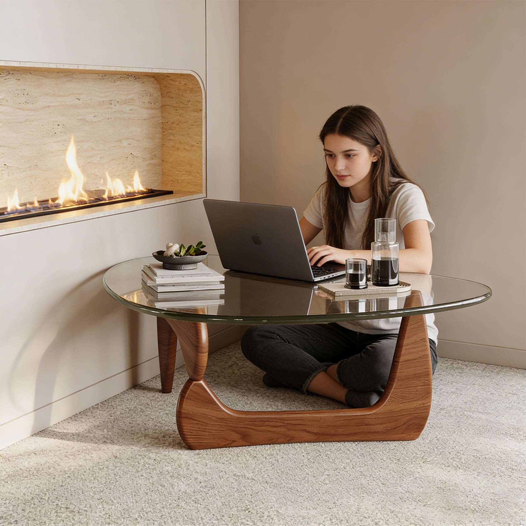 Amazon.com: Glass Coffee Table, 44.9″D×32.3″W×15.8″H Triangle