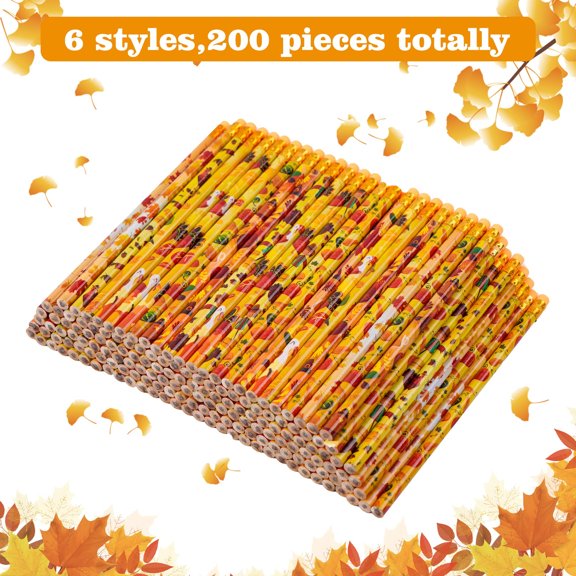 50 Pcs Fall Theme Pencils - Thanksgiving Assortment With 10 Autumn Designs