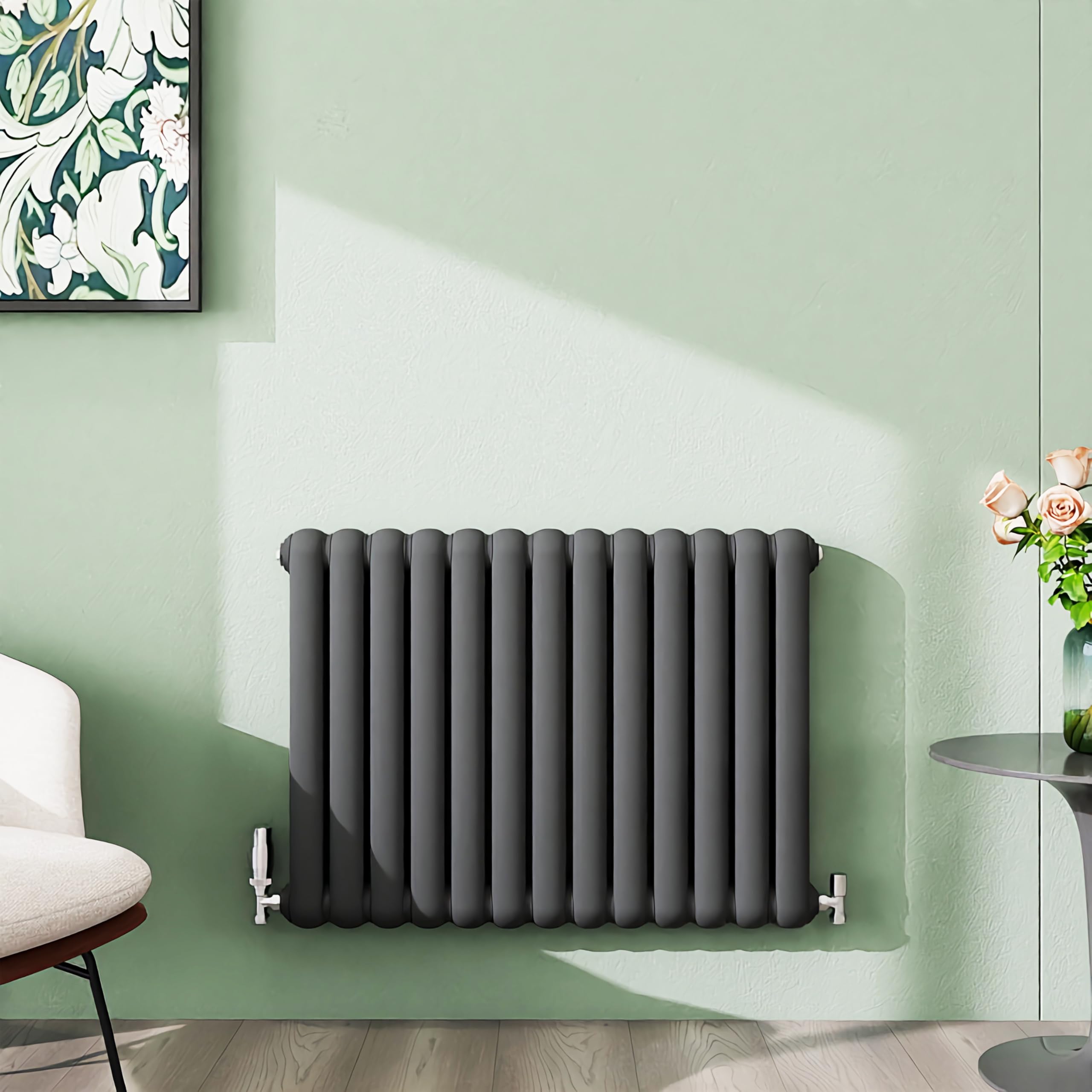 Simple Bathrooms Anthracite Simple Bathroom 2 Column Horizontal Designer Radiator 600X804mm
