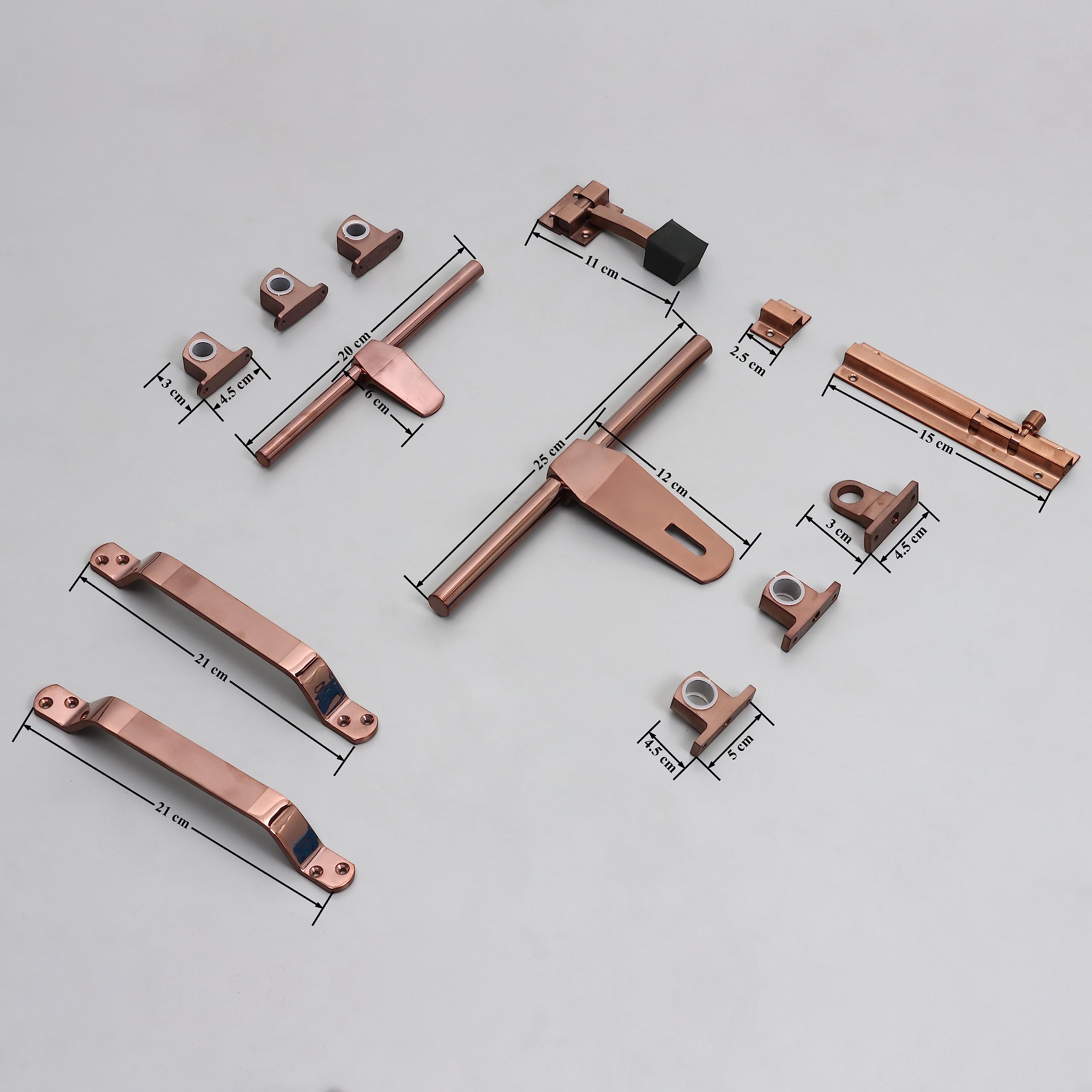Plantex Stainless Steel Door Kit for Single Door/Door Hardware/Door Accessories (10 inch Al-Drop,8 inch Latch, 8 inch 2 Handles,7 inch Tower Bolt and 4 inch Door Stopper) - (DK-07-PVD Rose Gold) — Amazon image 4