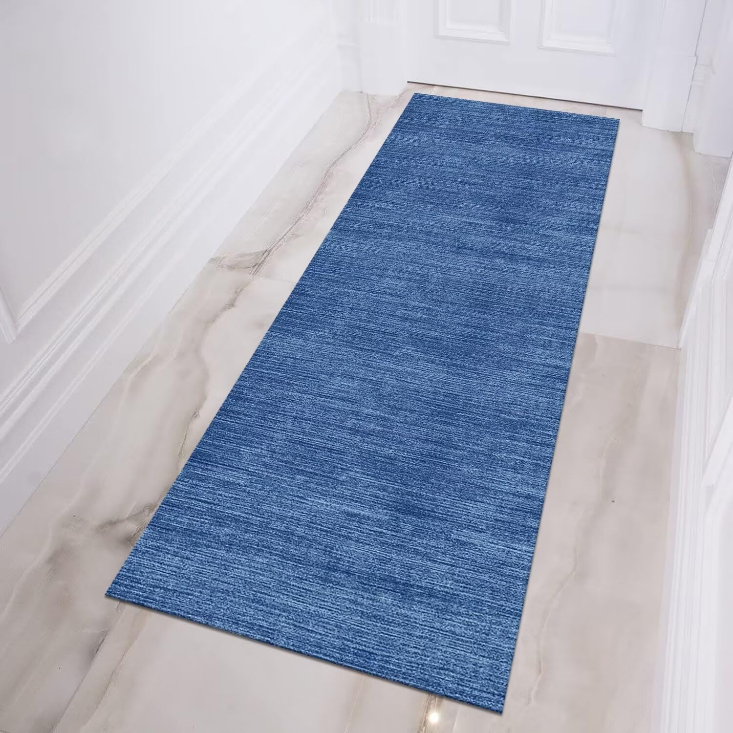 Tappeto Passatoia Cucina Antiscivolo Lavabile – Grigio/Blu 100x480 Cm – Moderno Pelo Corto - 2