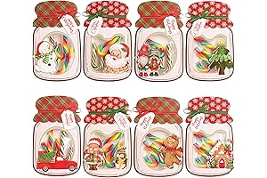 Giiffu 48 Pack Christmas Cards for Kids, Mason Jar Merry Christmas Greeting Cards
