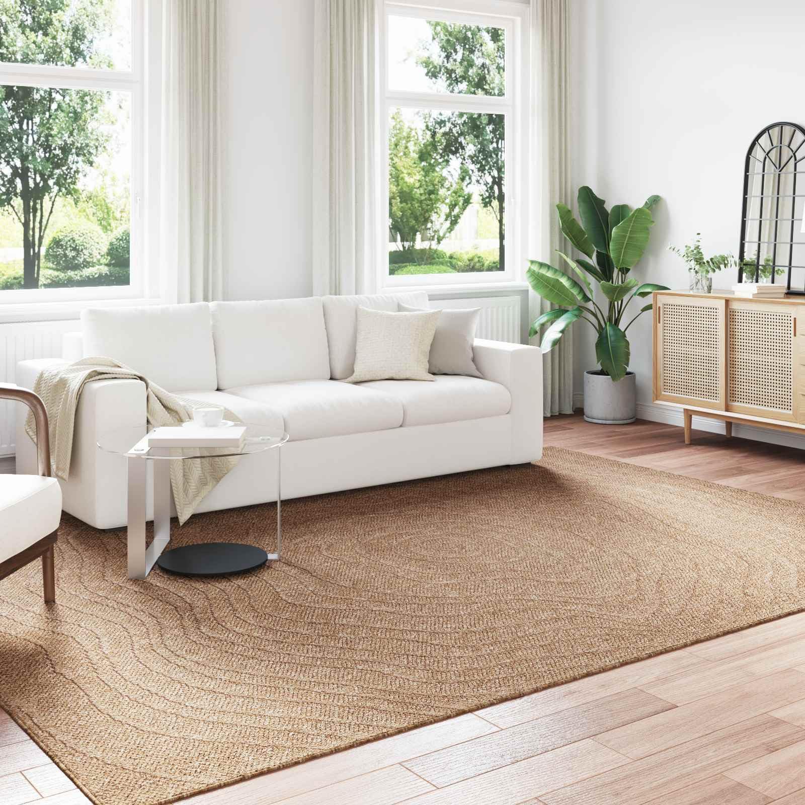 AGIRA Moiré Alfombra de salón, 280 x 200 cm, natural, lavable, de poliéster resistente con base antideslizante para salón, pasillo y terraza