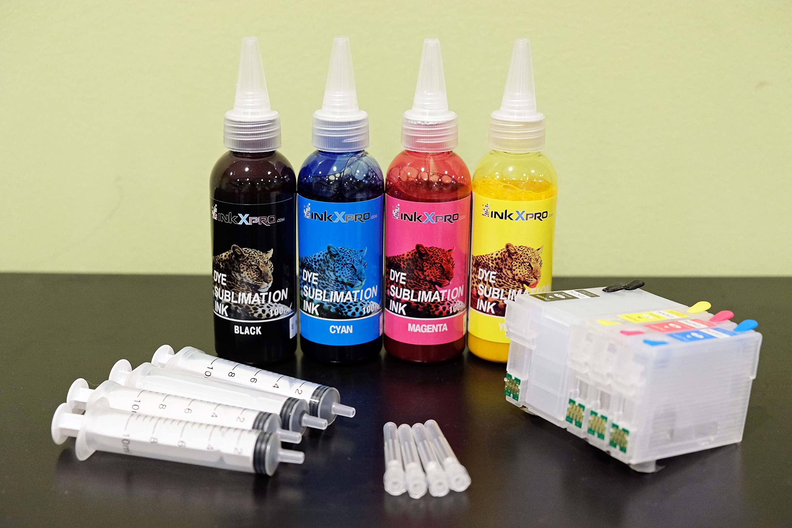 Brand 4X100ml Sublimation Refillable Cartridge Kit with Auto Reset Chips- Workforce WF-7210 WF-7710 WF-7720 Printer (RC252S)