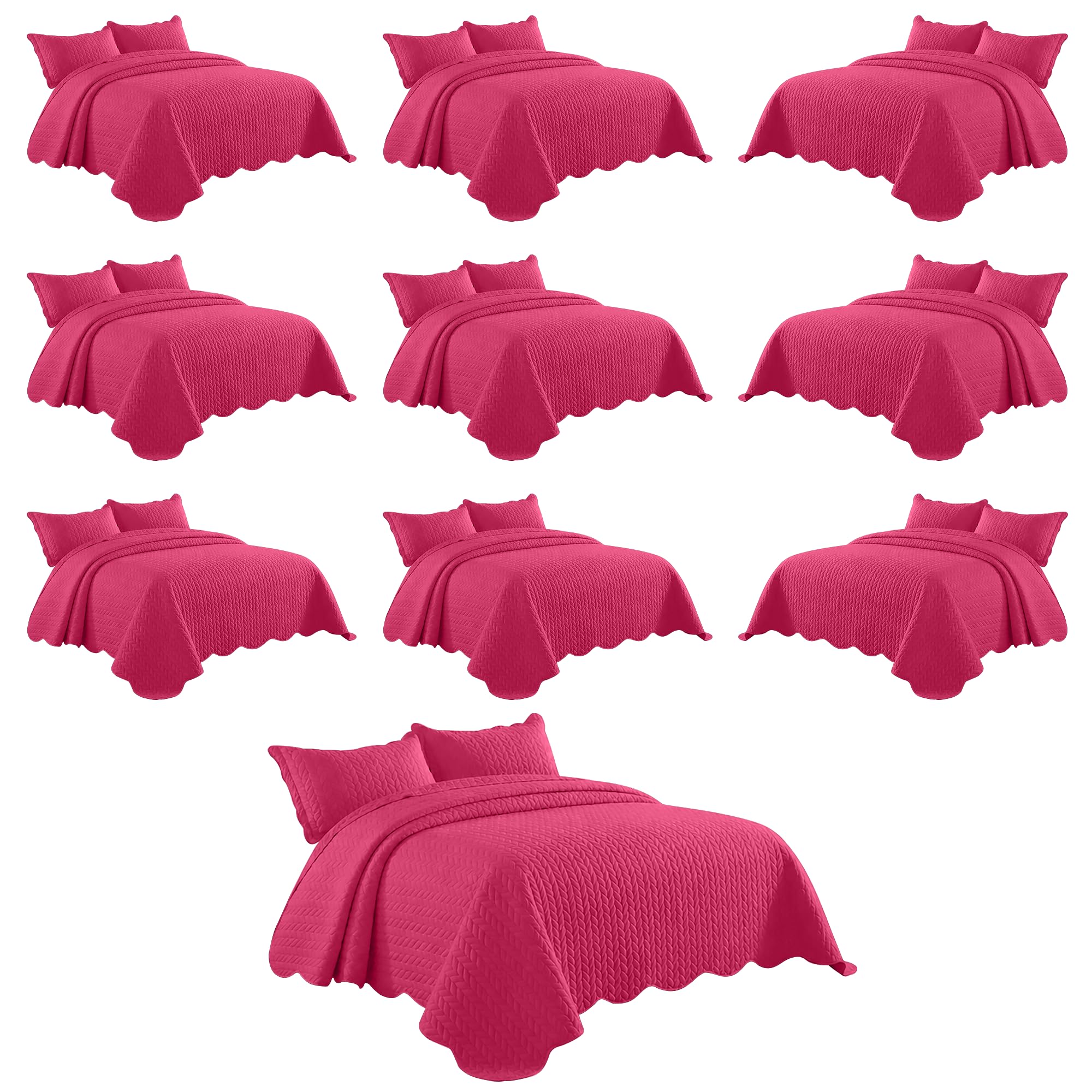 IR Imperial Rooms Queen Quilt Pink Leaf 10 Pack for Hotel Guest Bedroom
