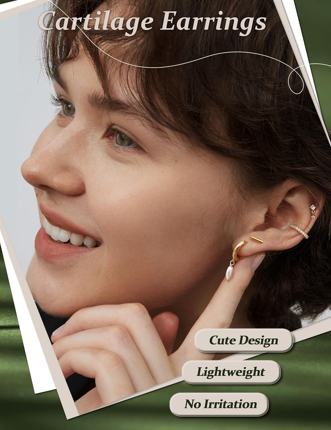 FIBO STEEL Small Stud Hoop Earrings for Women - 9 Pairs Hypoallergenic 14K Gold Plated Cartilage Earrings for Women Trendy Flat Back Earring Stacks Huggie Earring Sets for Multiple Piercing Jewelry Gifts - Image 4