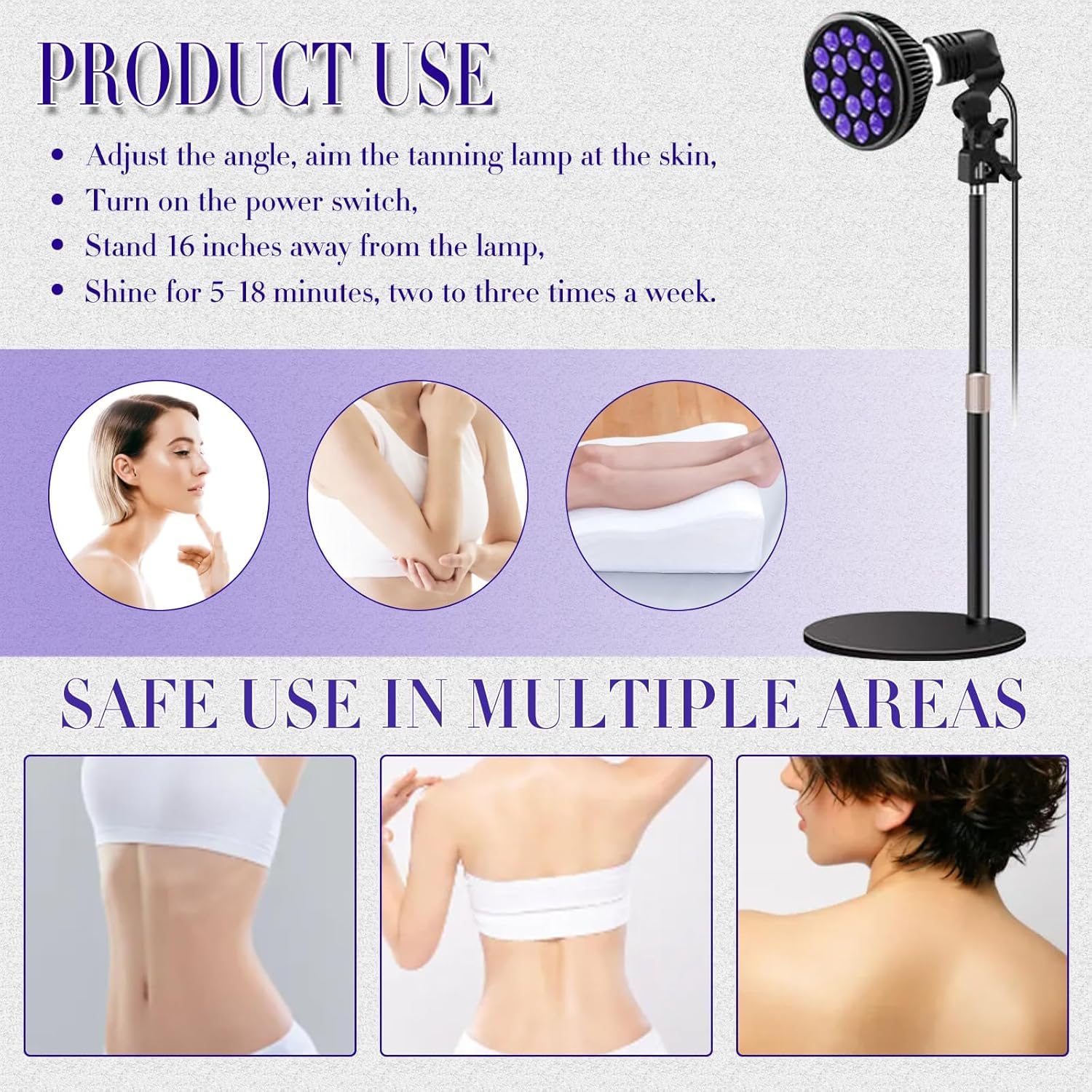 PZCC Solariums et Lampes UV, Lampe Bronzage, Lampe UV Visage,Lampe de Thérapie Télescopique Violette 54 W avec Lunettes de Protection, Convient Aux Professionnels Du Fitness et Bronzeurs (Noir)