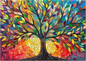 Tree Of Life 1000 Piece Jigsaw Puzzle - Colorful Art Puzzle For Adults With Reference Poster