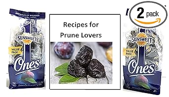 Sunsweet Ones Individual Pitted Prunes - 2 PACKS (12 oz each) of Individually Wrapped Dried Prunes PLUS Our Prune Recipe E-Book (Downloadable)