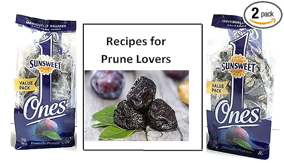 Sunsweet Ones Individual Pitted Prunes - 2 PACKS (12 oz each) of Individually Wrapped Dried Prunes PLUS Our Prune Recipe E-Book (Downloadable)