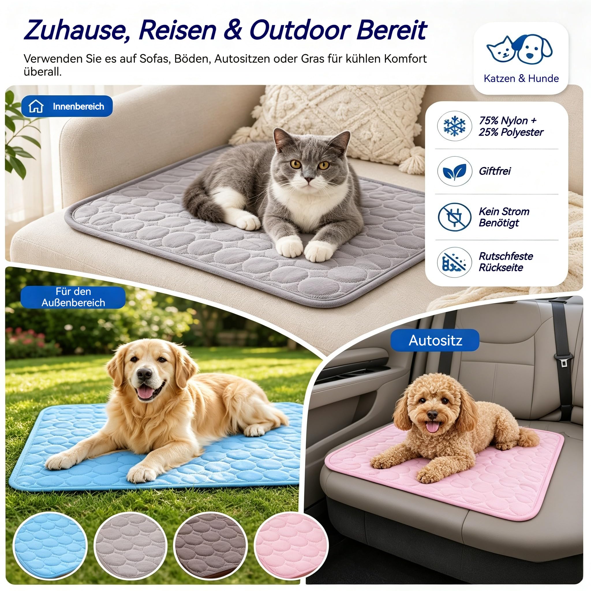 JXpxbao ChilKitur kühlmatte für Hunde und Katzen | Ice-Silk Continuous Cooling Mat (Coffee,L-70X55CM)