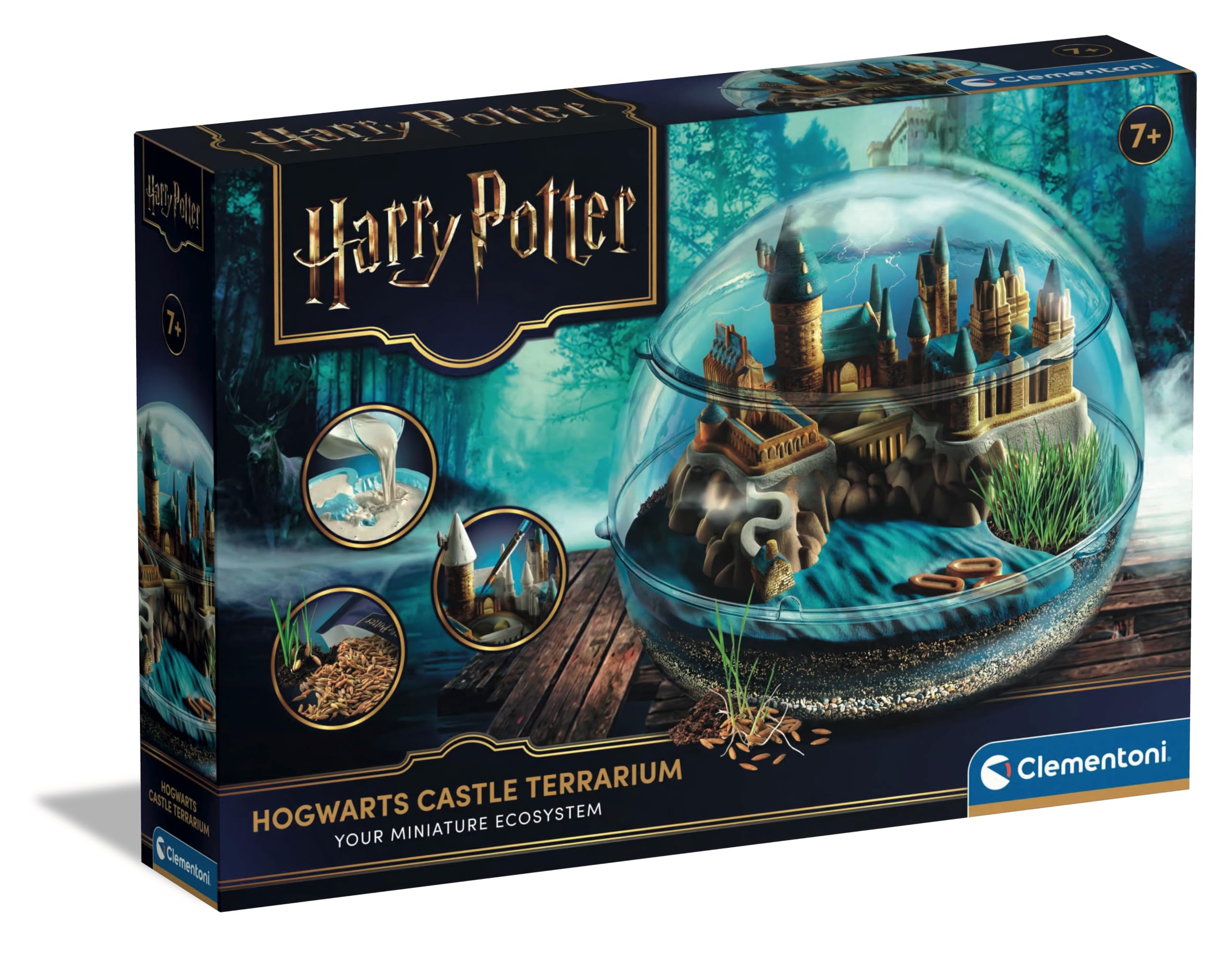 Clementoni Harry Potter Hogwarts Schloss Terrarium - Kreativ & Pflanzset | für Kinder mit Gips, Terrarium & Pflanzenzucht - Bastelset zum Gestalten der magischen Hogwarts-Welt, 19494