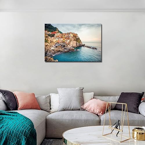 Miniatura 3 de Italia Cinque Terre - Arte de pared de Manarola Mar Mediterráneo, arte de pared de la costa de Amalfi, cuadros impresos en lienzo, ciudad, la imagen